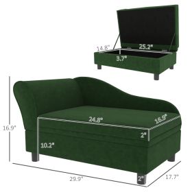 PawHut Pet Sofa Bed Couch With Storage, Pet Sofa For Cats And Small Dogs, Green