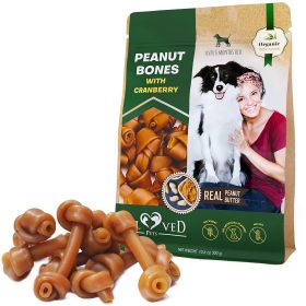 Dog Peanut Butter Bones with Cranberry Rawhide Free Chew Treats Pet Natural Mini & Big Organic Snacks Healthy Collagen & Bulk Best Chews for Small & L