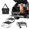 VEVOR Dog Stair for Cars, Wide 4-step Dog Car Steps, Folding Dog Car Ramp with Nonslip Surface, Portable Pet Steps Lightweight Aluminum for Car