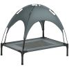 Elevated Dog Bed with Removable Canopy, Outdoor Dog Cot with UV Protection Canopy Shade, 30 inch Pet Bed for Camping, Gray