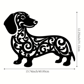 "Black Iron Dachshund Dog Metal Wall Art – Modern Home & Outdoor Decor for Living Room, Bedroom, Bathroom, Garden, Patio | Waterproof