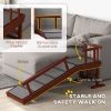 PawHut Dog Ramp, Dog Stairs for Small, Medium & Large Dogs, Pet Ramp for Bed or Couch with Removable Guardrails, Non-Slip Surface, 49" Long, Brown