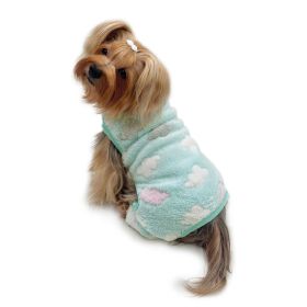 Ultra Plush Fluffy Clouds Front Sleeveless Pajamas (Color: Green, size: L)