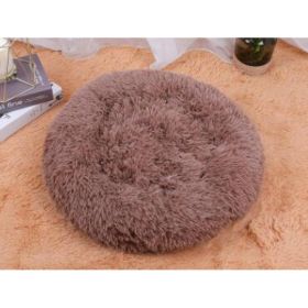 Dog Beds For Small Dogs Round Plush Cat Litter Kennel Pet Nest Mat Puppy Beds (Option: Light brow-40cm)