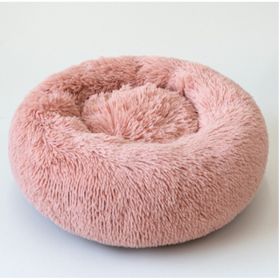 Dog Beds For Small Dogs Round Plush Cat Litter Kennel Pet Nest Mat Puppy Beds (Option: Good Pink-80cm)