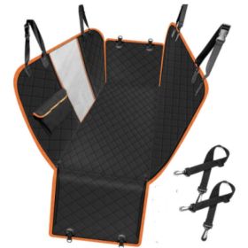 Dog Car Seat Cover View Mesh Pet Carrier Hammock Safety Protector Car Rear Back Seat Mat With Zipper And Pocket For Travel (Option: Orange belt mesh)