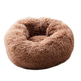Dog Beds For Small Dogs Round Plush Cat Litter Kennel Pet Nest Mat Puppy Beds (Option: Good Coffee-70cm)