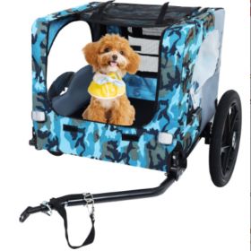 Utdoor Heavy Duty Collapsible Pet Bike Trailer With 16-Inch All Terrain Wheels & Universal Hitch   Foldable Dog Cargo Carrier Cart For Bicycles (Option: BlueGrey)