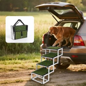 Foldable Dog Ramp For Cars, SUVs, Trucks, Portable Pet Dog Stairs For Large Dogs With Non-Slip Surface  Reinforced Design, Lightweight Yet Sturdy Supp (Option: Green)