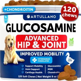 Glucosamine for Dogs Hip and Joint Supplement for Dogs with Arthritis Chews with Chondroitin Hemp Oil MSM Canine Joint Pain Relief Health Mobility Sup (Brand: Artullano)