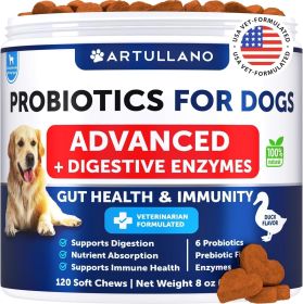 Probiotics for Dogs Support Gut Health Itchy Skin Allergies Immunity Yeast Balance Dog Probiotics and Digestive Enzymes with Prebiotics Reduce Diarrhe (Brand: Artullano)