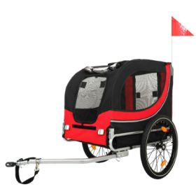 Large Folding Bike Trailer For Dogs  120LB Capacity All-Terrain Pet Carrier, Durable Steel Frame For Cycling, Jogging, Camping  Outdoor Adventures (Option: Black Red)